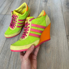 Adidas x Jeremy Scott 2013 Arrow Wedge Neoncamo Platform Shoes