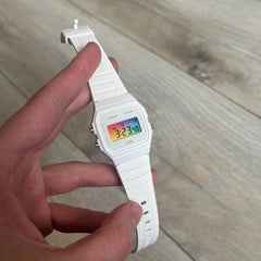 Casio F-91W "Light Prism" Gradient & White Digital Watch