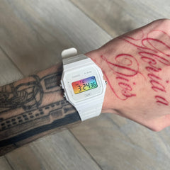 Casio F-91W "Light Prism" Gradient & White Digital Watch
