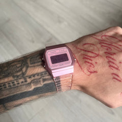 Casio F-91W "Pink Leopard" Pink Digital Watch