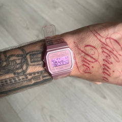 Casio F-91W "Pink Leopard" Pink Digital Watch