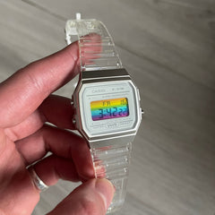 Casio F-91W "Rainbow" Clear Digital Watch