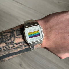Casio F-91W "Rainbow" Clear Digital Watch