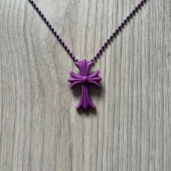 Chrome Hearts 'Silichrome' Cross Purple Necklace