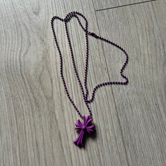 Chrome Hearts 'Silichrome' Cross Purple Necklace