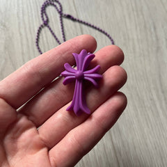 Chrome Hearts 'Silichrome' Cross Purple Necklace