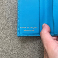 Comme Des Garcons Blue Bifold Leather Wallet