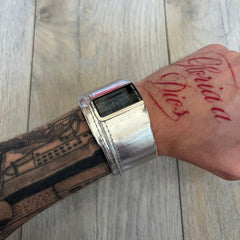 Diesel DZ7090 Silver Leather Strap Digital Watch