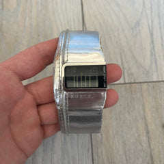 Diesel DZ7090 Silver Leather Strap Digital Watch