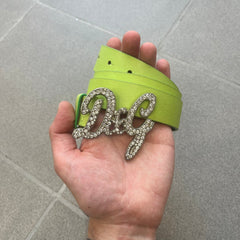 Dolce & Gabbana 2000's Green Crystal Buckle Belt