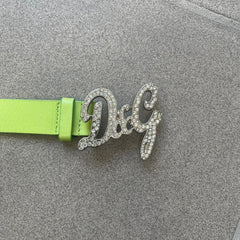 Dolce & Gabbana 2000's Green Crystal Buckle Belt