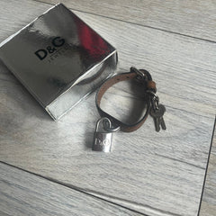 Dolce & Gabbana 2000's Padlock Leather Bracelet