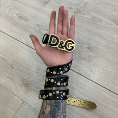 Dolce & Gabbana Leather Studded Black Belt