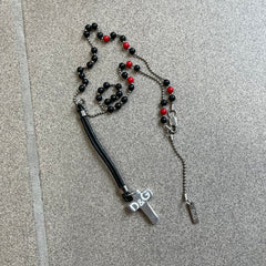 Dolce & Gabbana Pearl Red/Black Rosary Necklace