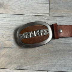 Dsquared2 Big Brown Hair Plaque Leather Belt