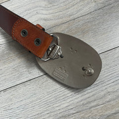 Dsquared2 Big Brown Hair Plaque Leather Belt