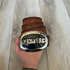 Dsquared2 Big Navy Plaque Leather Belt