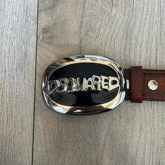 Dsquared2 Big Navy Plaque Leather Belt