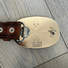 Dsquared2 Big Navy Plaque Leather Belt