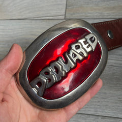 Dsquared2 Big Red Plaque Leather Belt