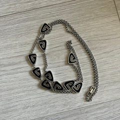 Givenchy Silver 1980's Enameled G Necklace
