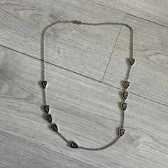 Givenchy Silver 1980's Enameled G Necklace