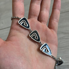 Givenchy Silver 1980's Enameled G Necklace