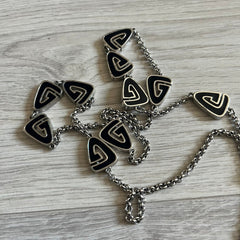 Givenchy Silver 1980's Enameled G Necklace