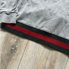Gucci Gray Crest Patch Sherry Line Zip-Up Hoodie