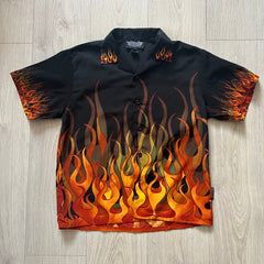 cartoon flames 2000's shirt