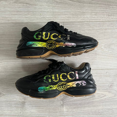 gucci rhyton rainbow logo sneakers