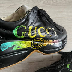 gucci rhyton rainbow logo sneakers