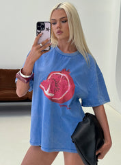 Linsay Oversized Graphic Tee Blue / Pomegranate