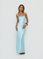 Every Lifetime Sequin Maxi Dress Baby Blue