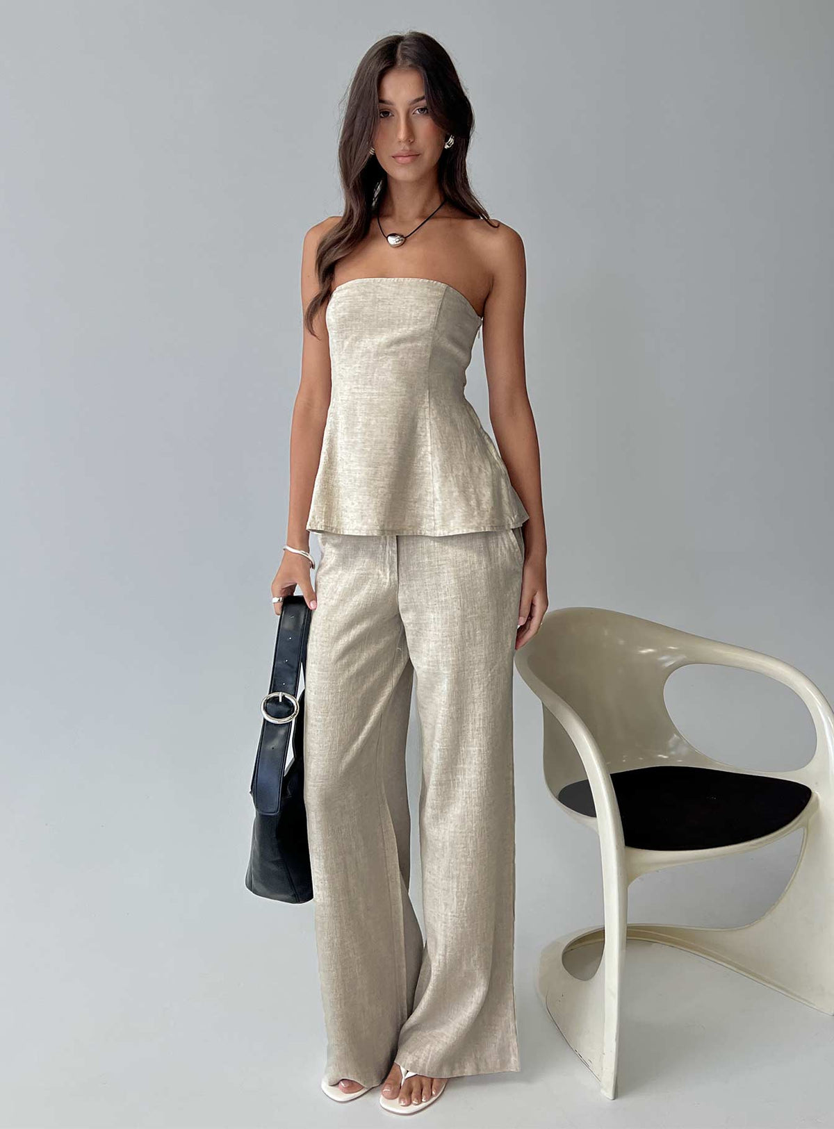 Syrena Tailored Wide Leg Pant Natural