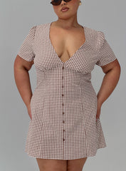 Loveliness Playsuit Brown Check Curve