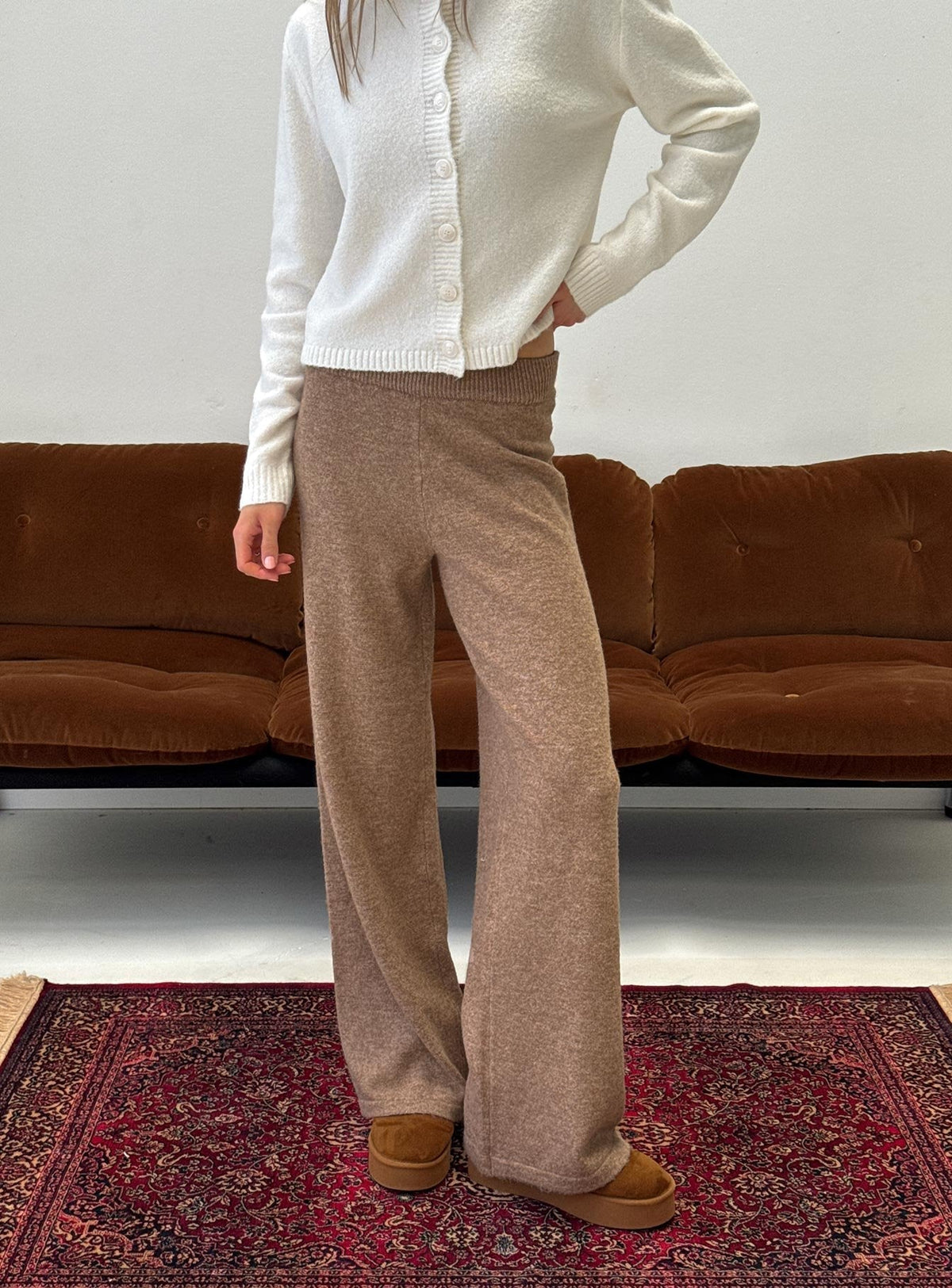 Bekki Wide Leg Knit Pant Mocha