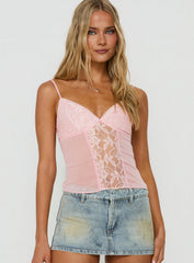 Andris Lace Detail Cami Top Pink