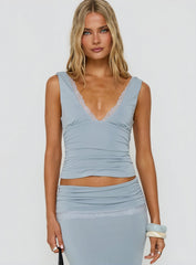 Zespri Lace Jersey Top Slate