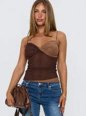 Seagrass Twisted Bust Ruched Top Chocolate