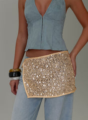 Sonique Sequin Crochet Sarong Gold