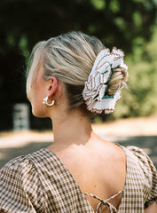 Fancy That Textured Scrunchie Blue Check