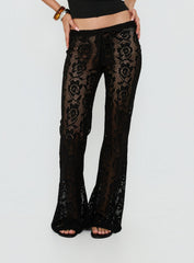 Rosadonna Lace Flare Pants Black