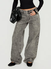Serenitia Mid Rise Relaxed Jeans Washed Grey