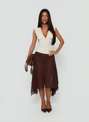 Asali Asymmetrical Midi Skirt Chocolate