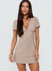 Loveliness Playsuit Brown Check Petite