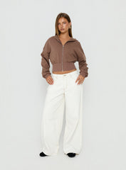Naylor Mid Rise Wide Leg Jeans Cream