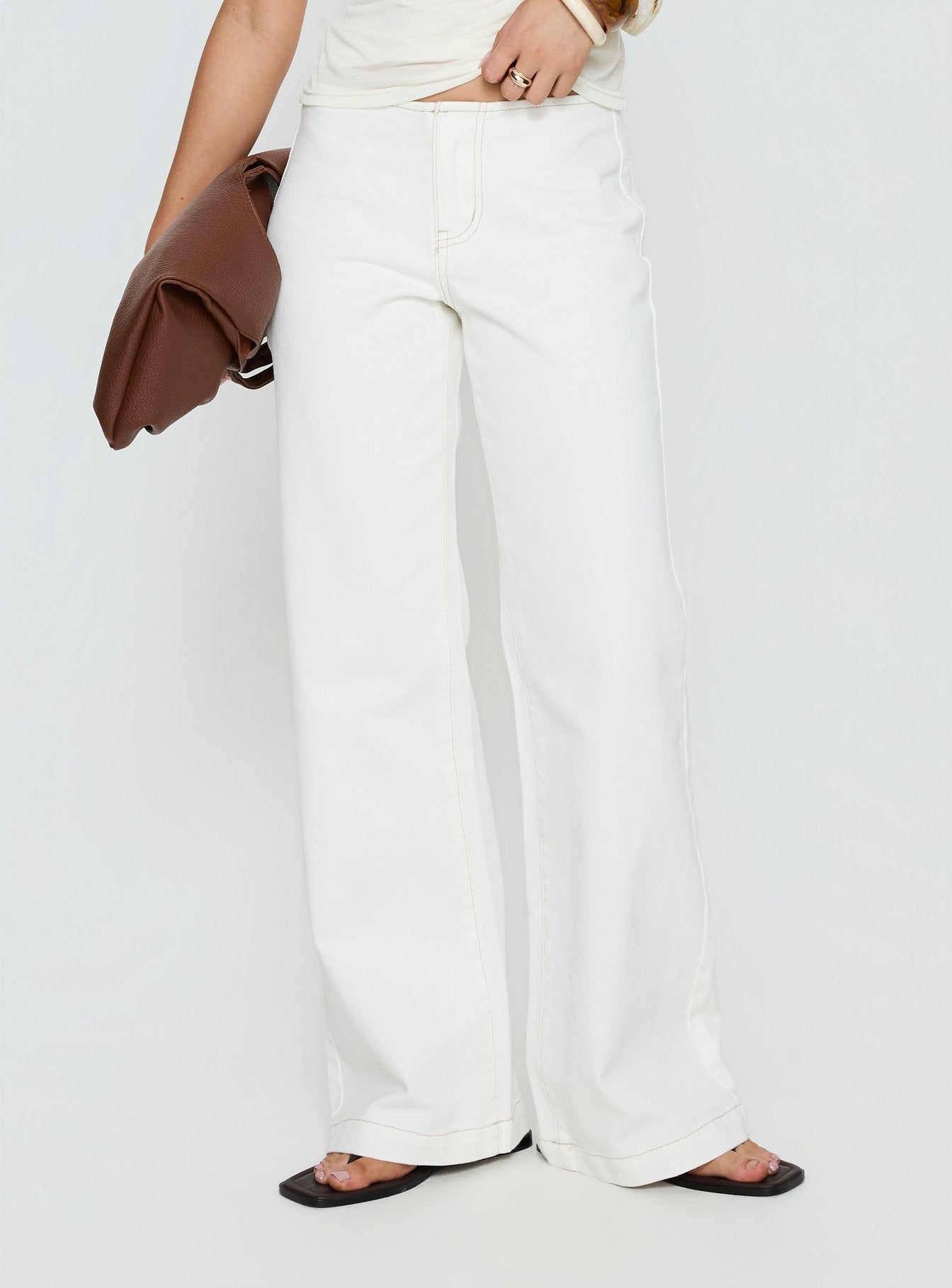 Buenos No Waist Low Rise Straight Leg Jeans White