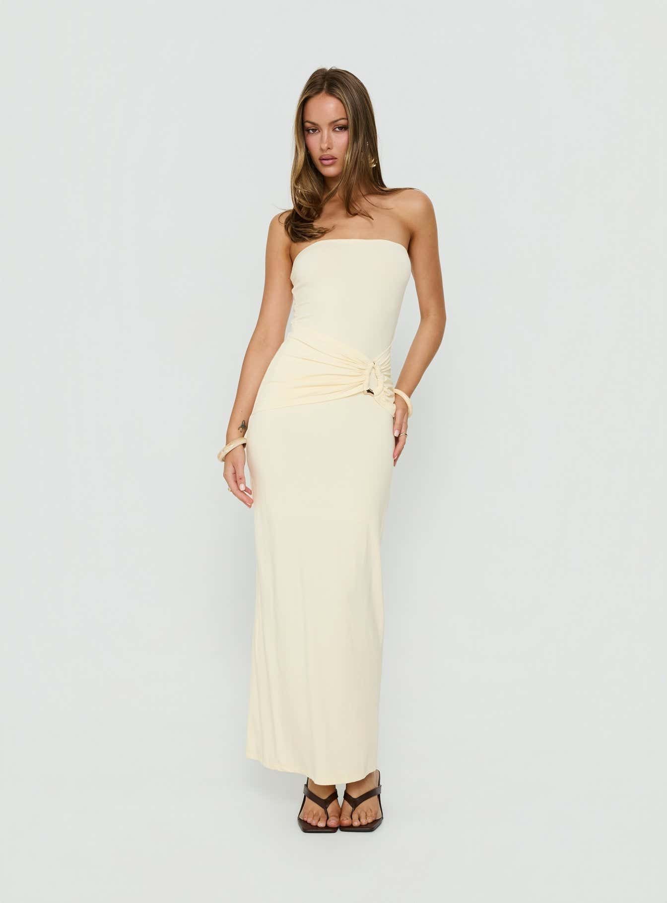 Signature Move Strapless Maxi Dress Butter Yellow