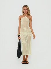 Sebelle Halter Crochet Maxi Dress Yellow